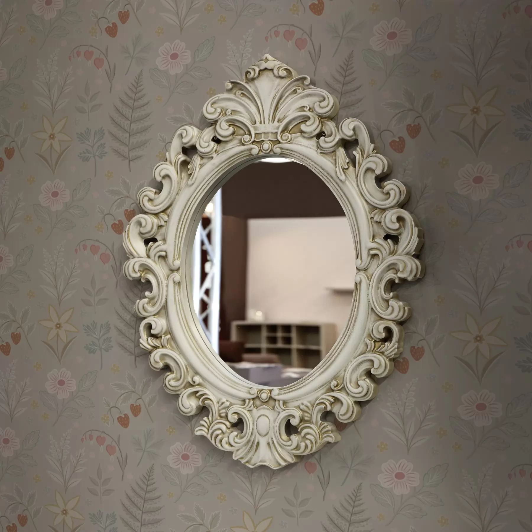 Fotobehang Pastelkleurige bloemen en bessen op een lichtgrijze achtergrond a00406