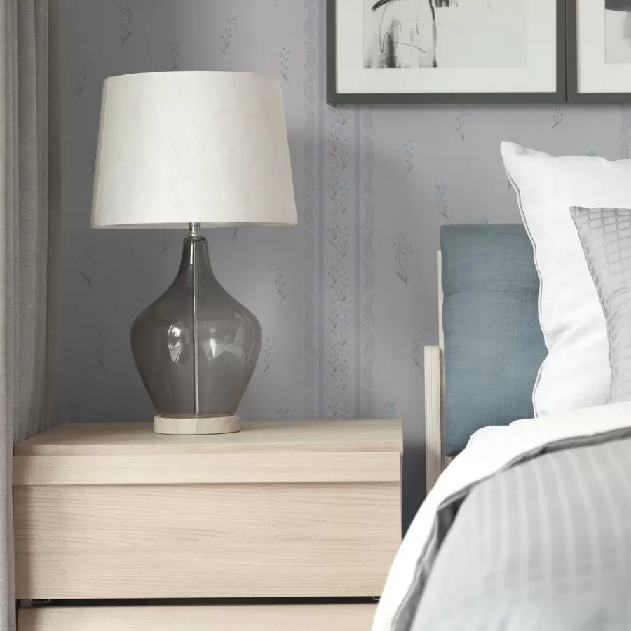 Papier peint photo Fond blanc avec des fleurs bleues et une bande décorative a00484v1