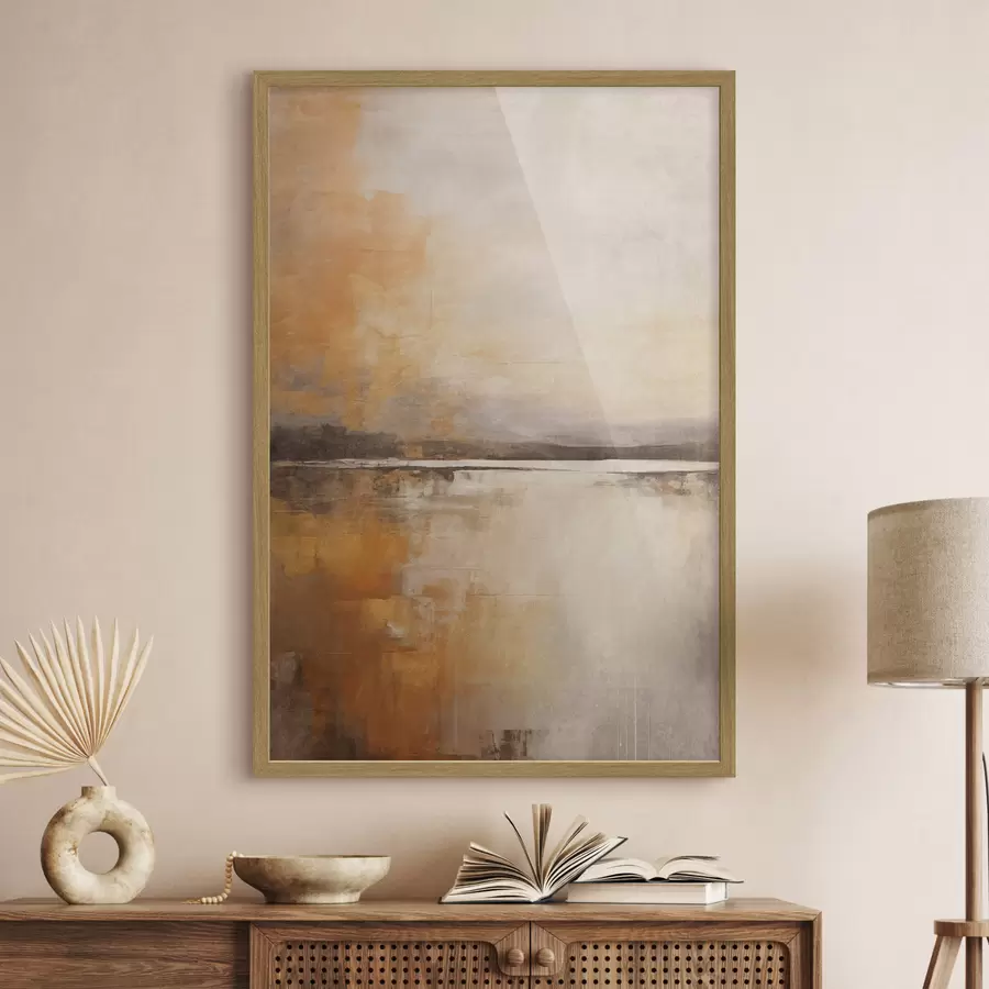 Papier peint photo Paysage abstrait texturé dans les tons orange, marron et beige f45568