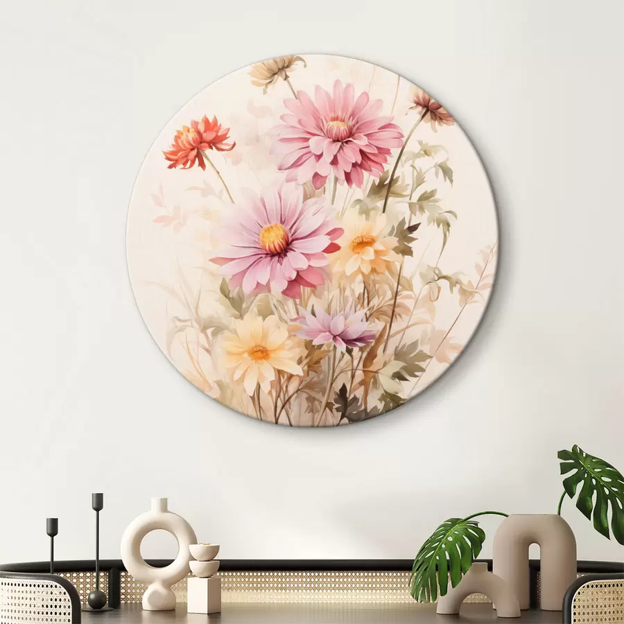  Peintures Bouquet de fleurs colorées, style aquarelle douce, sur fond clair, illustration botanique r45560