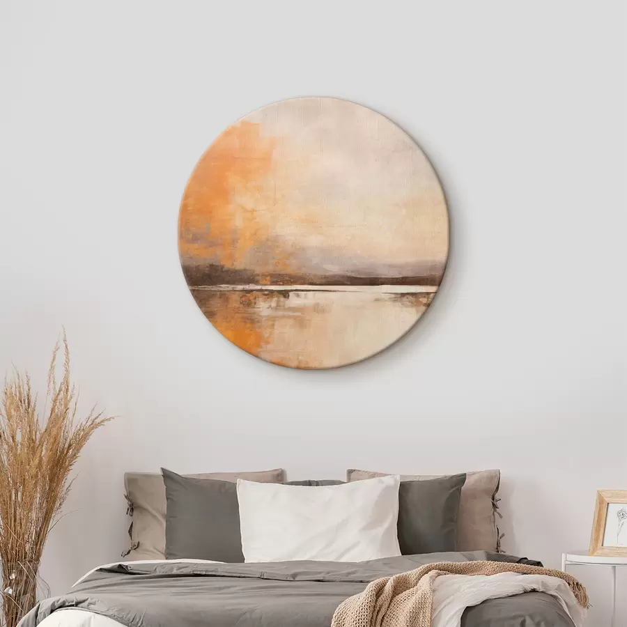  Schilderijen Een abstract landschap met textuur in oranje, bruine en beige tinten r45568