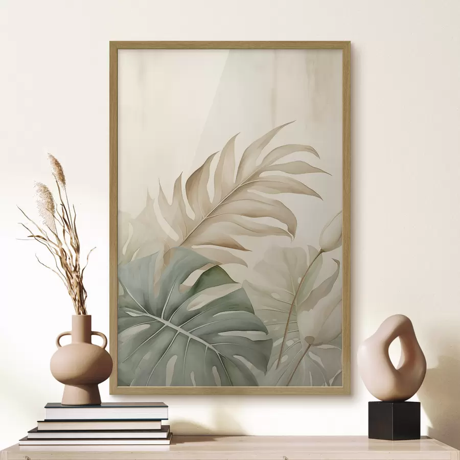Papier peint photo Feuilles tropicales sur fond clair f45617