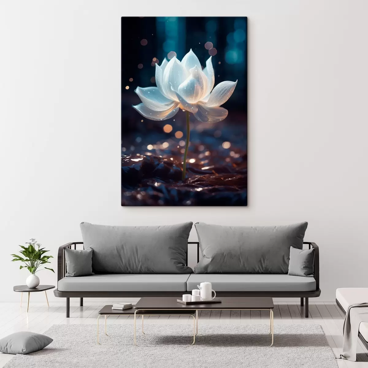  Peintures Lotus frais : composition de fleurs sur fond sombre s45530