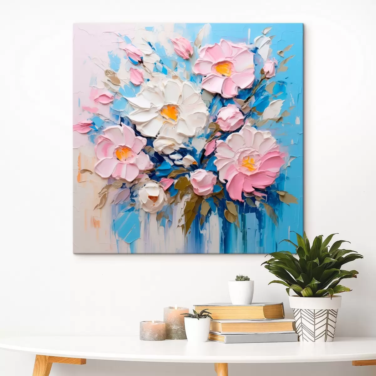  Peintures Composition picturale dans les tons roses et bleus s45538