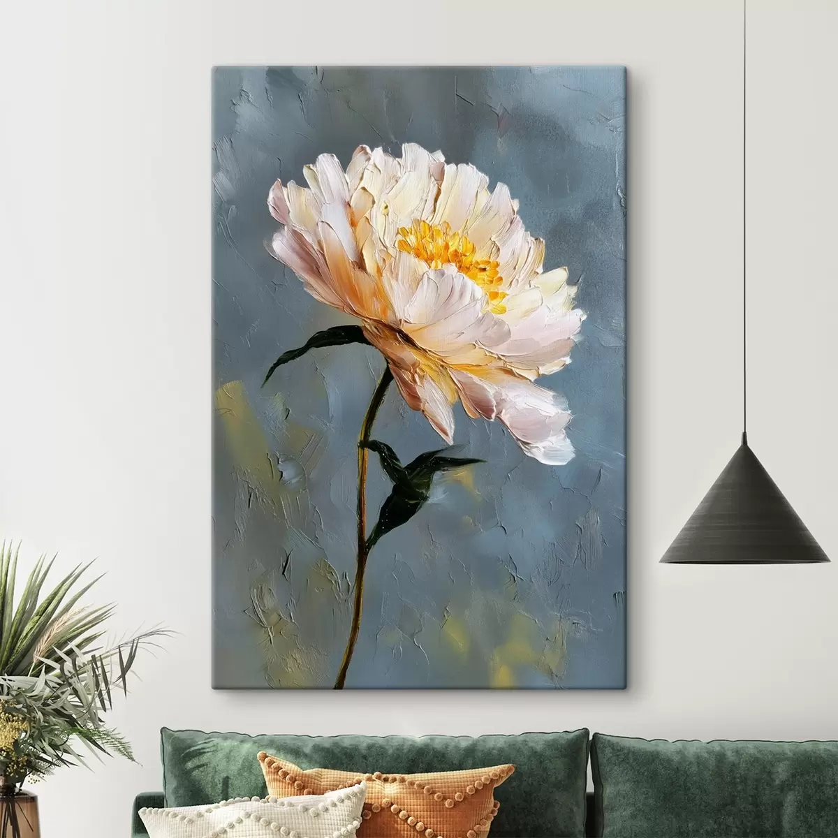  Schilderijen Abstracte bloem: compositie in blauw en grijstinten s45542