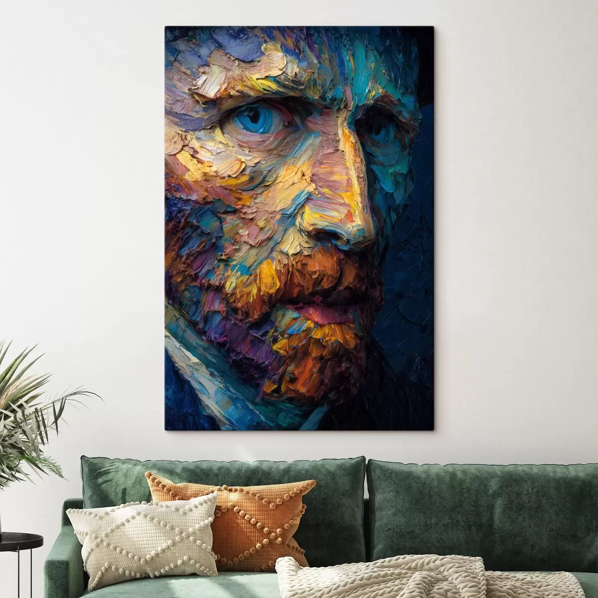  Peintures Portrait décoratif de Van Gogh : peinture en relief dans les tons bleu et orange s45546