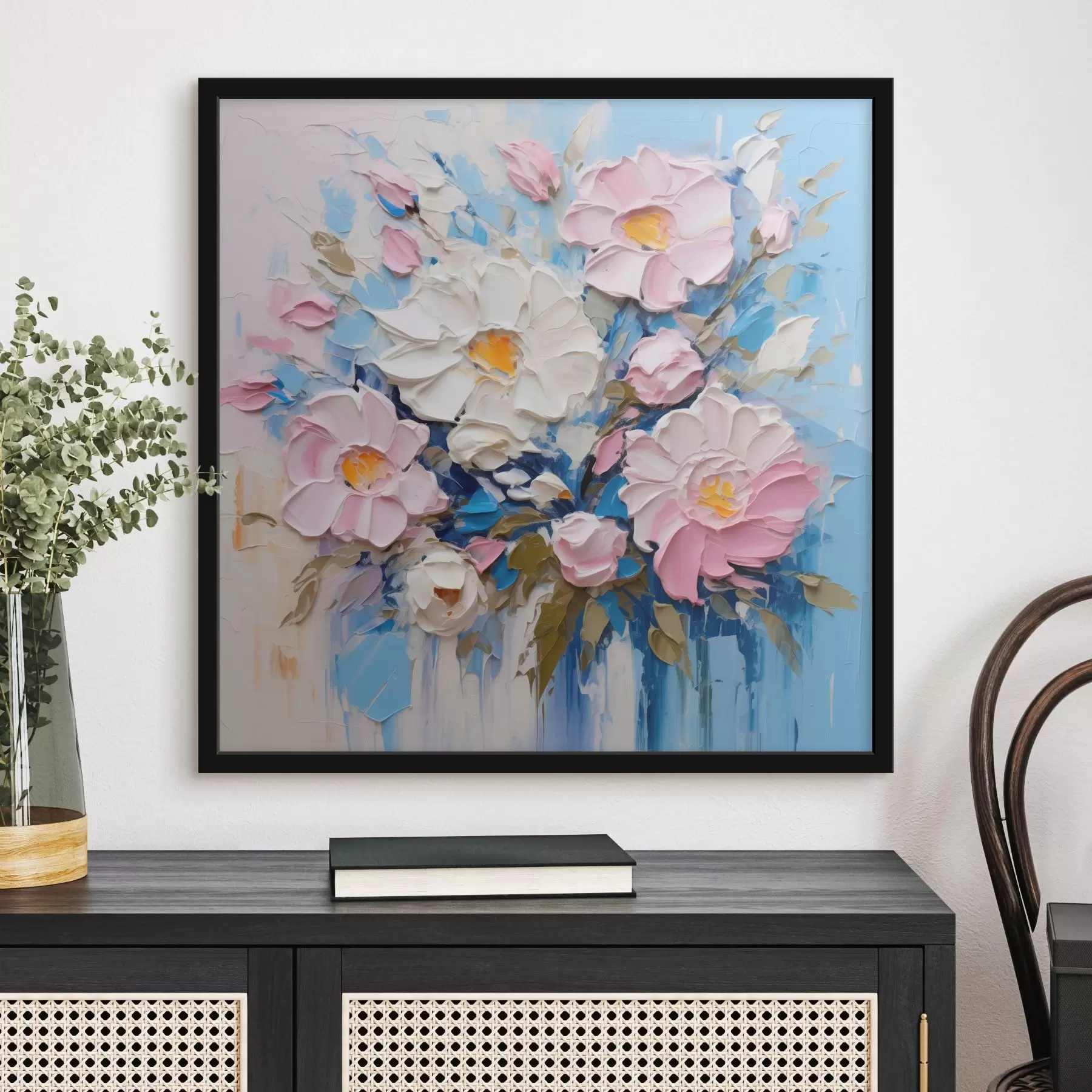 Fotobehang Schilderachtige compositie in roze en blauwe tinten f45538