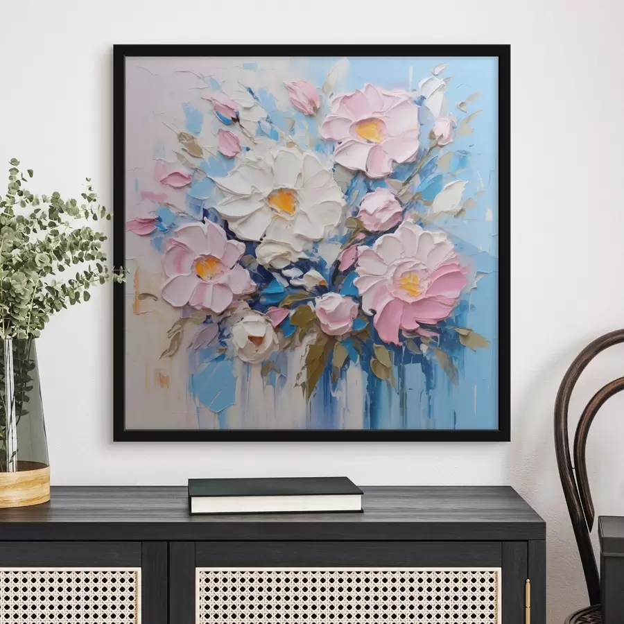 Fotobehang Schilderachtige compositie in roze en blauwe tinten f45538