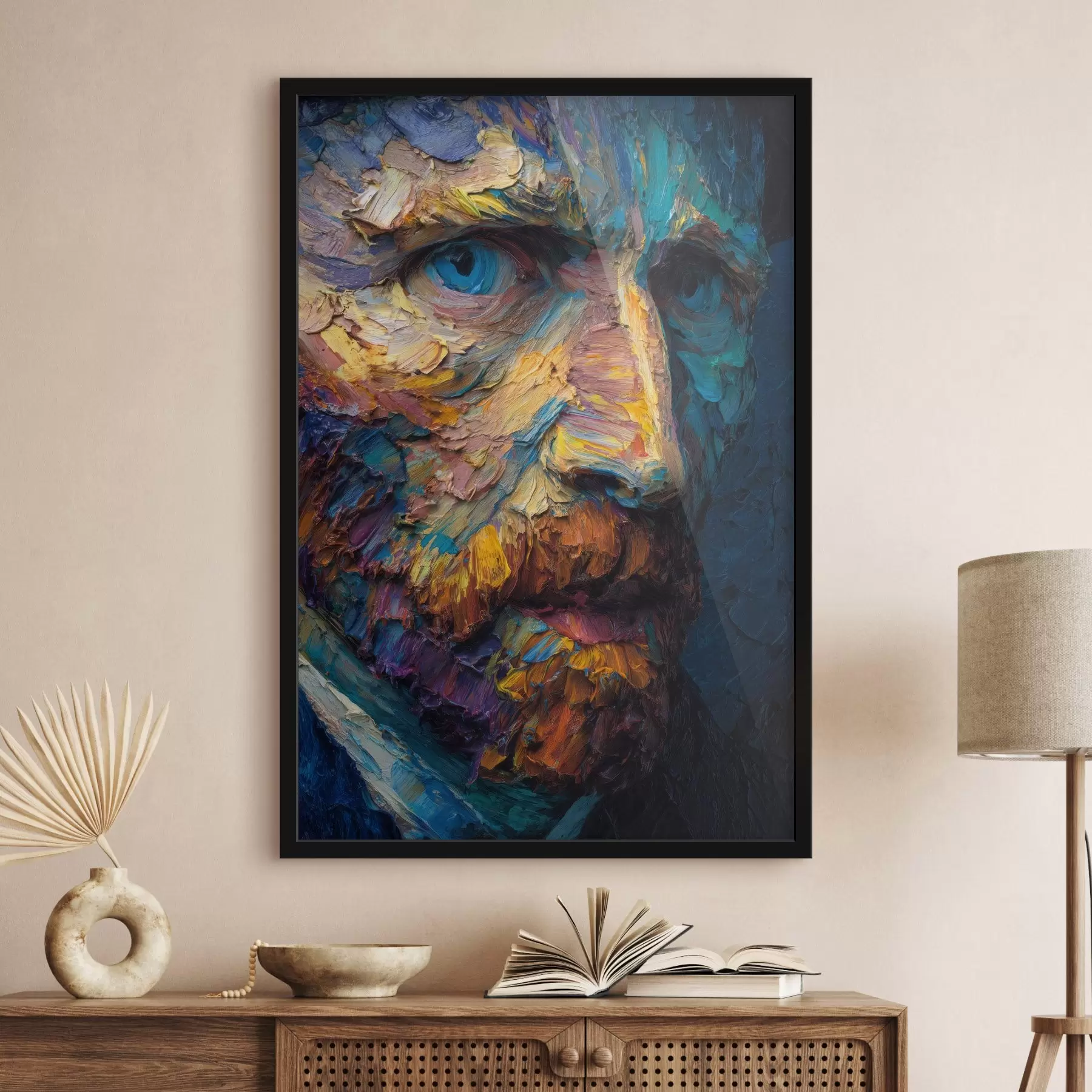  Peintures Portrait décoratif de Van Gogh : peinture en relief dans les tons bleu et orange f45546
