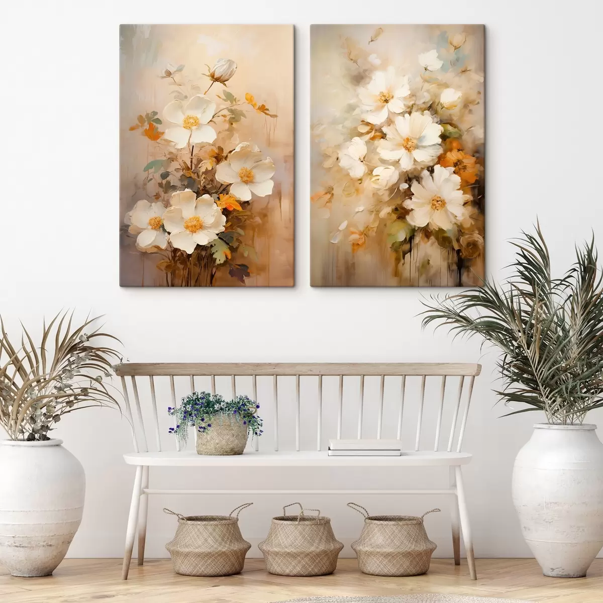  Schilderijen Wilde bloemen: decoratieve compositie met onscherpe verf m00635