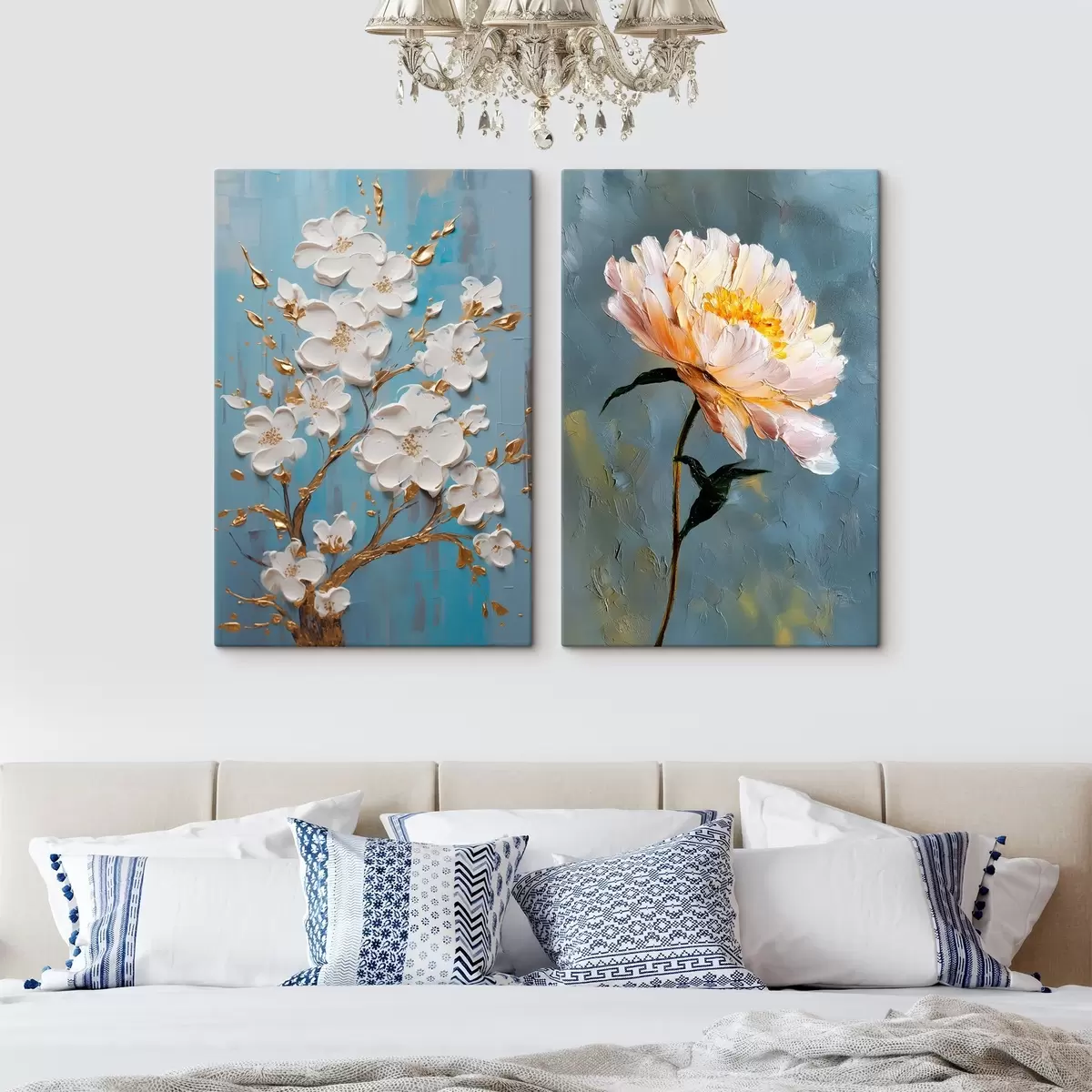  Peintures Branche fleurie et pivoine : composition en relief m00637