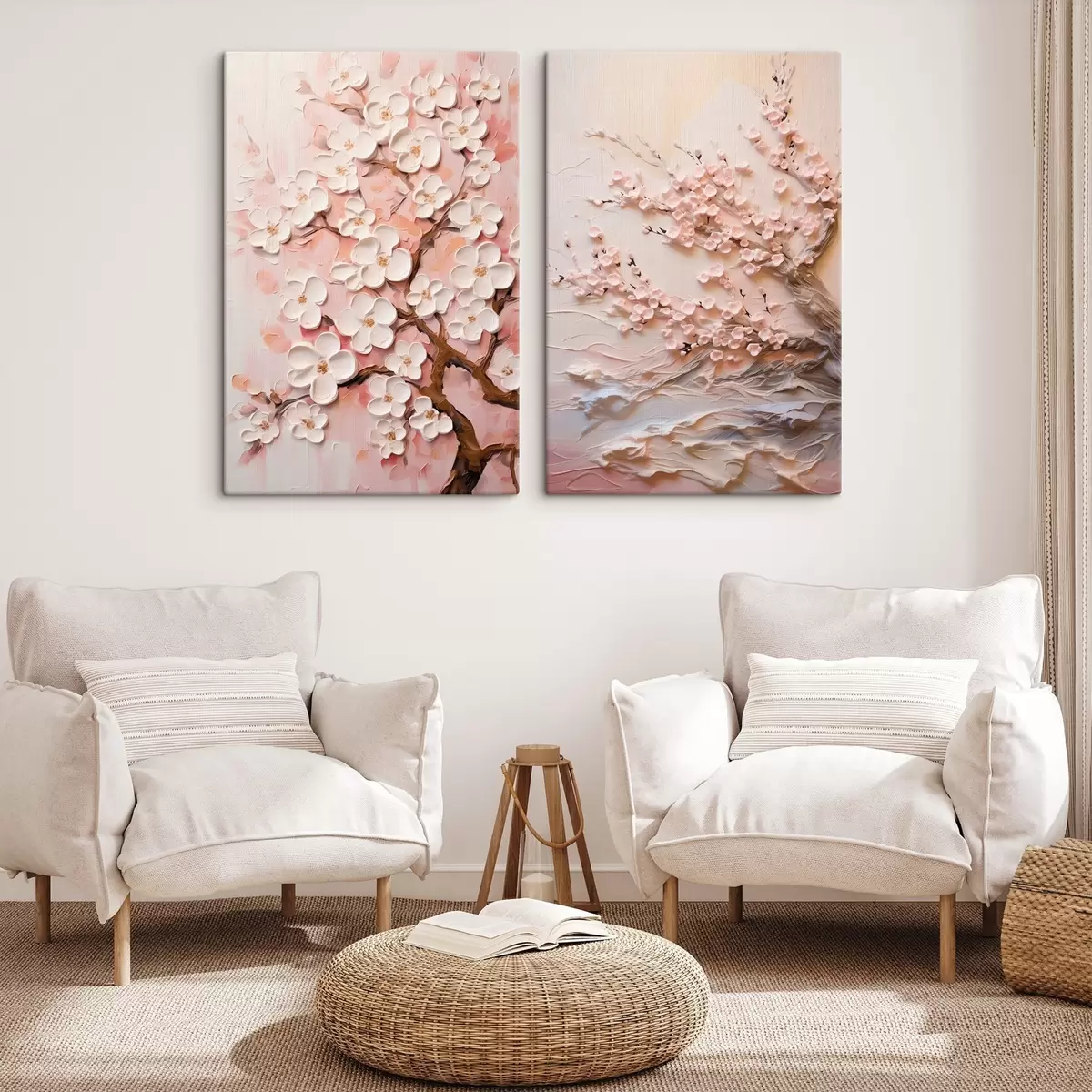  Peintures Sakura en fleurs : composition en style impasto m00638