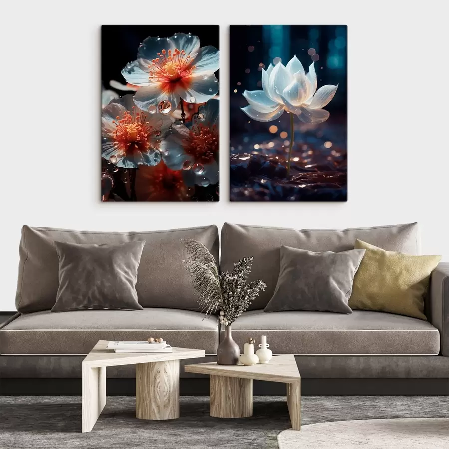  Peintures Fleurs d'eau : composition avec des lotus m00641