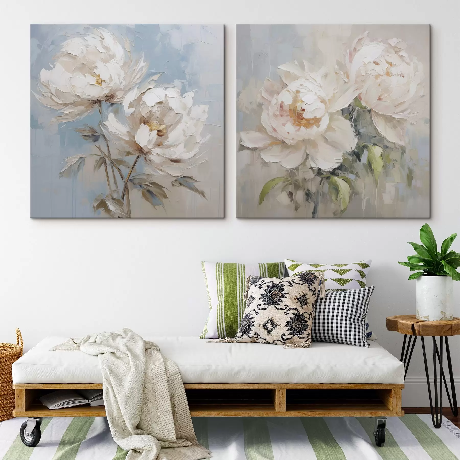  Peintures Peinture imitation pivoines m00665