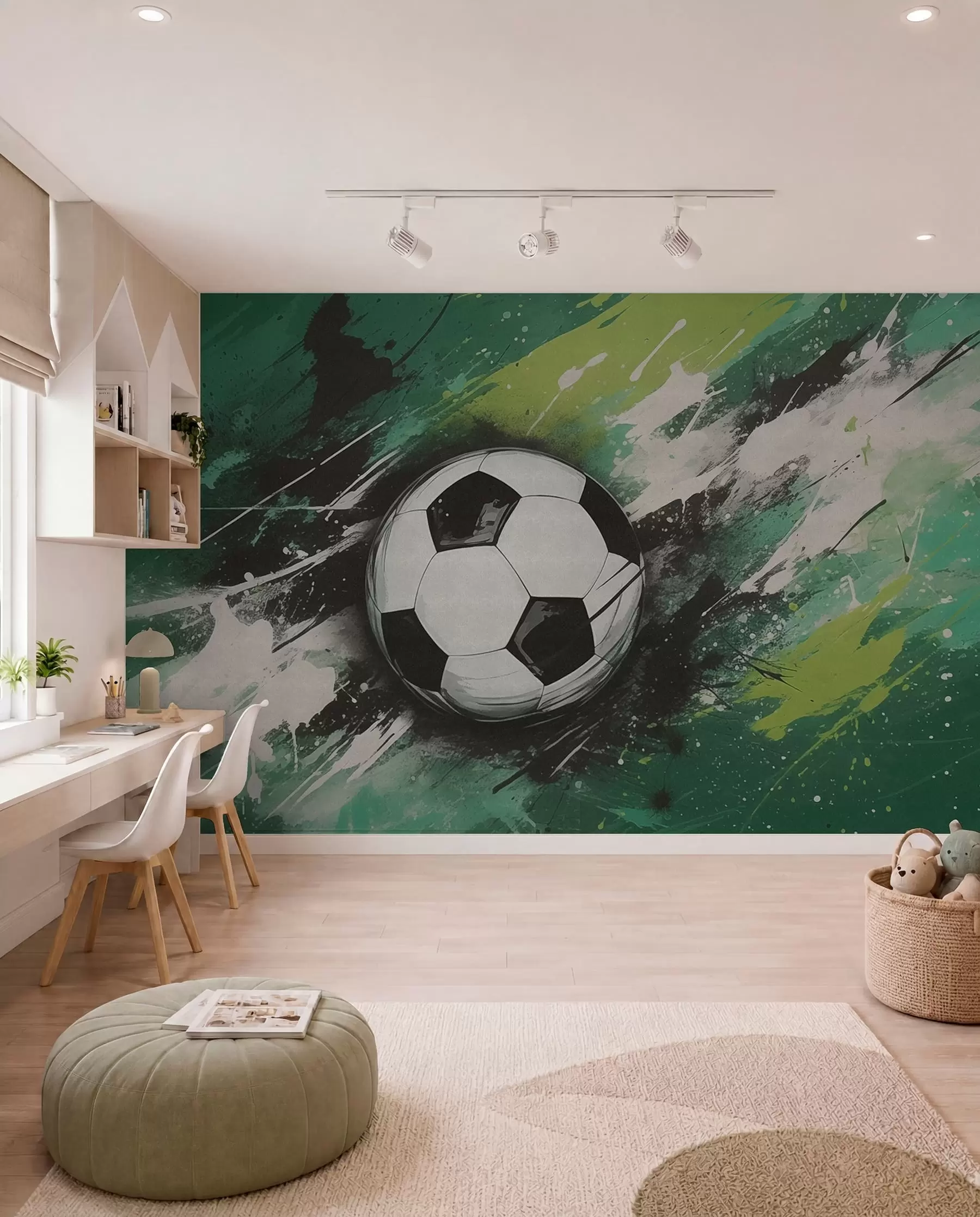 Papier peint photo Football en touches vertes w04467