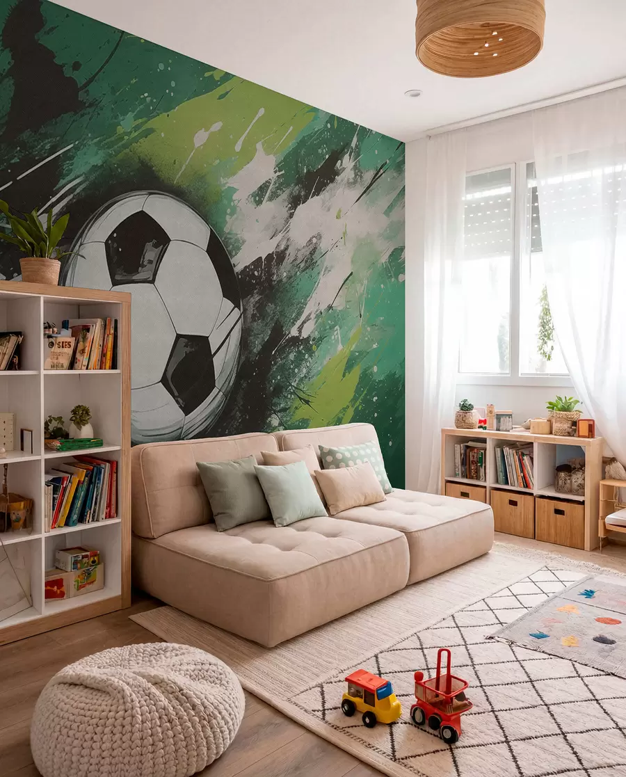 Papier peint photo Football en touches vertes w04467