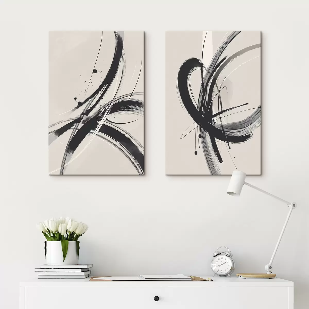  Peintures Coups de pinceau abstraits et minimalistes m00613