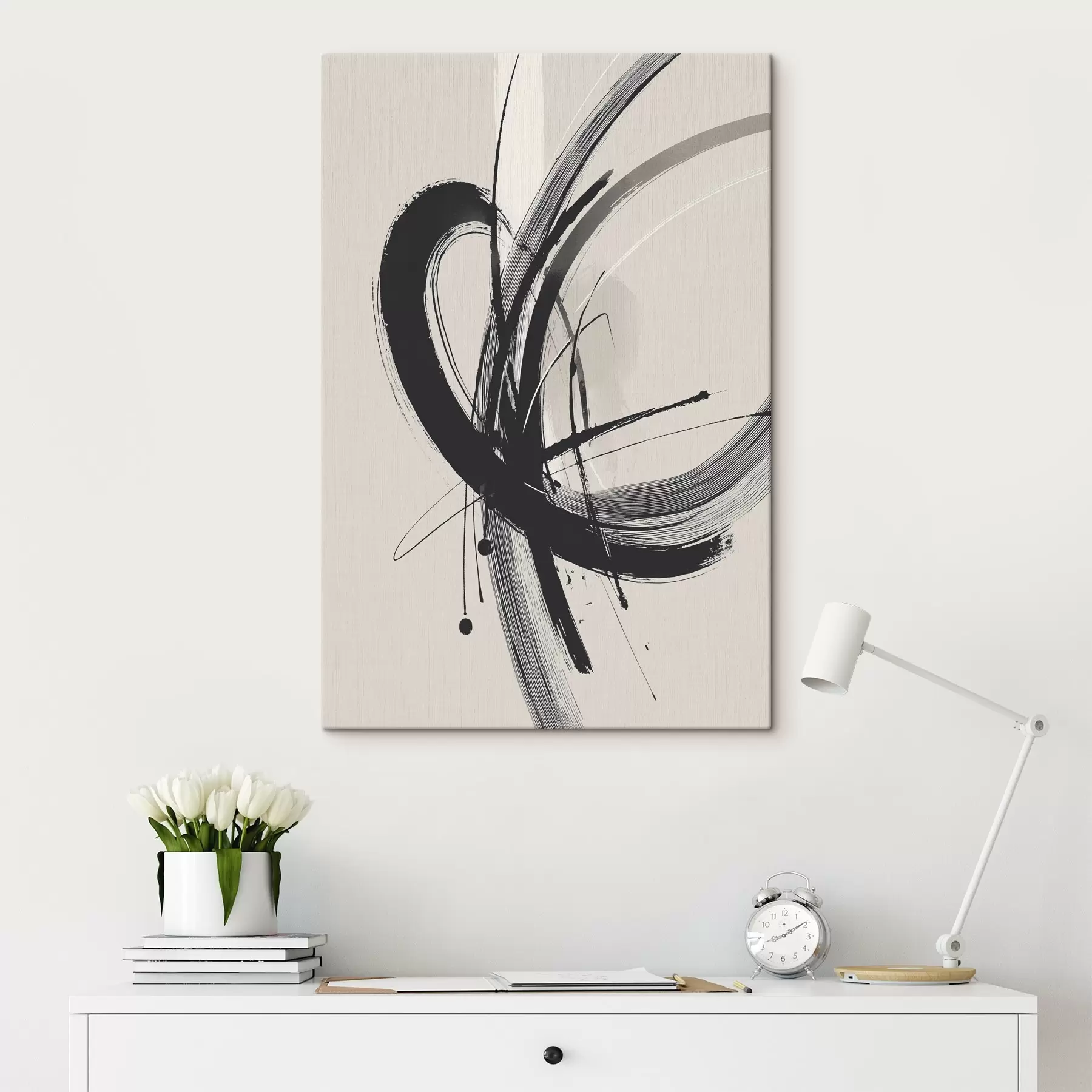  Schilderijen Abstracte minimalistische penseelstreken s45582