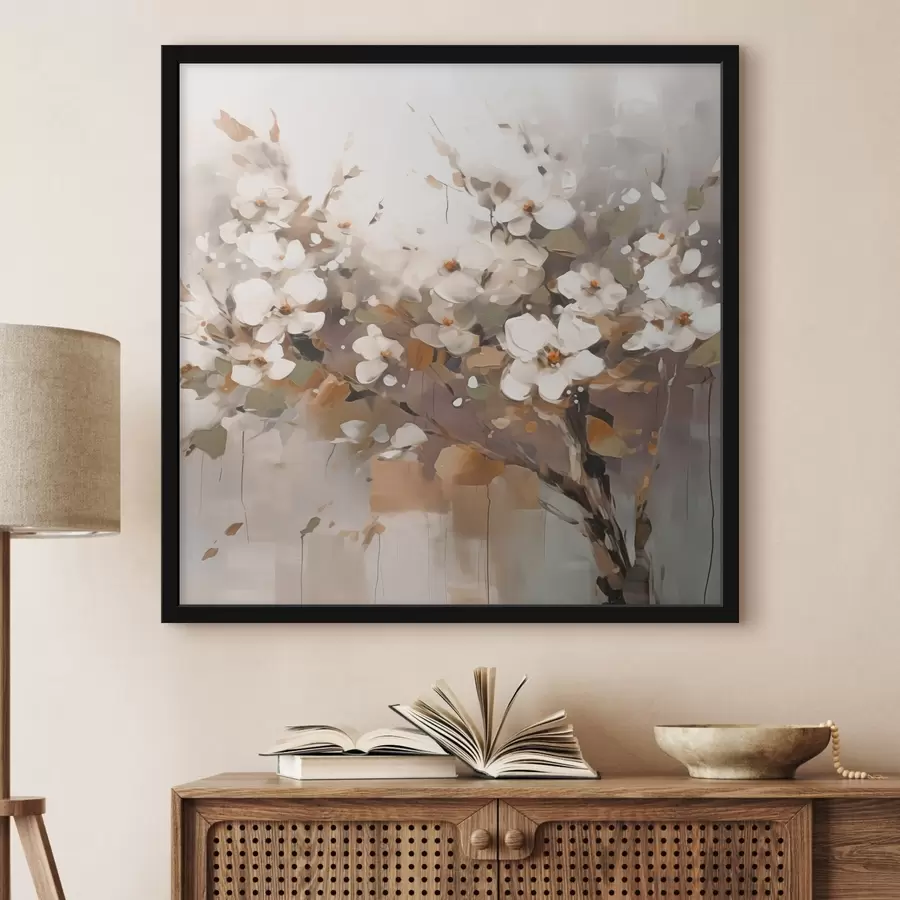 Fotobehang Abstracte tak met bloemen f45579