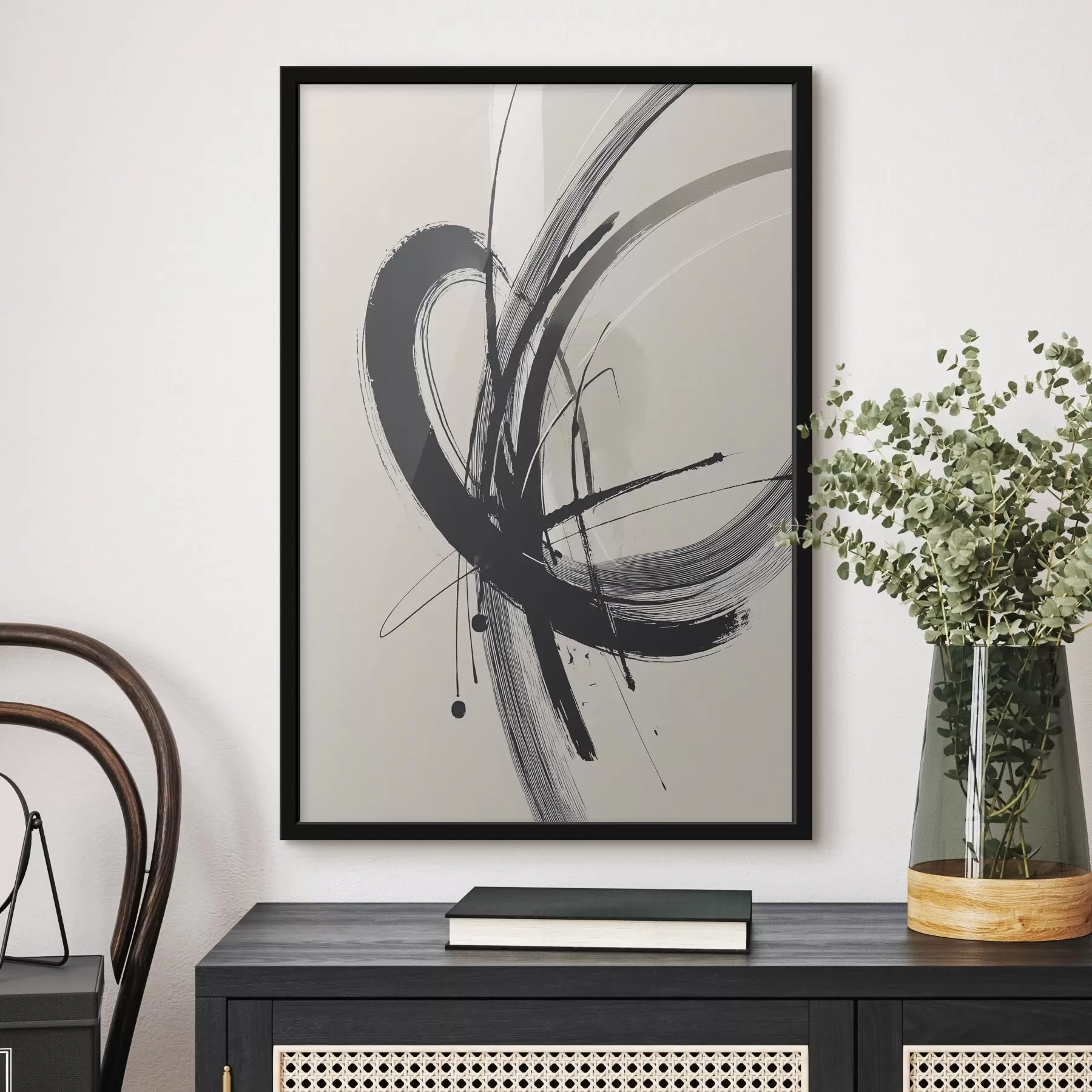 Fotobehang Abstracte minimalistische penseelstreken f45582