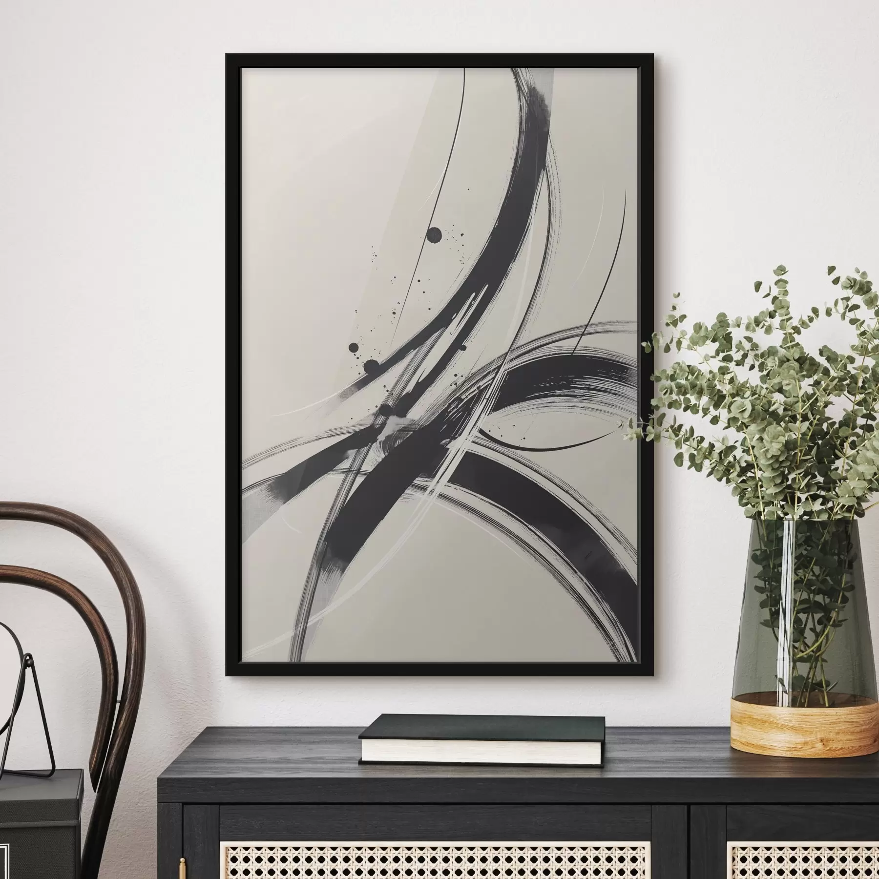 Fotobehang Abstracte minimalistische penseelstreken f45583