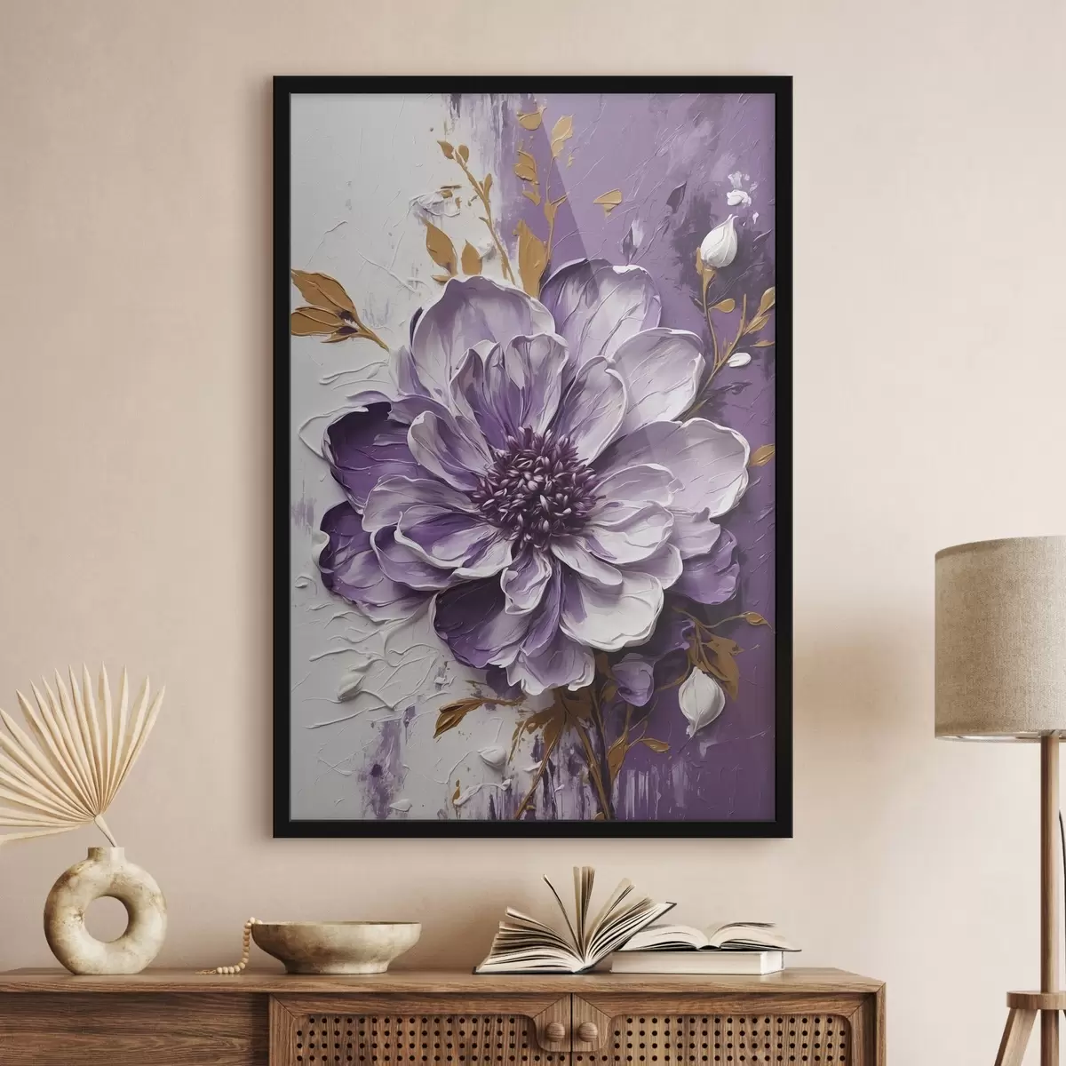 Poster Vrouwenportret met oranje verfstreken f45492