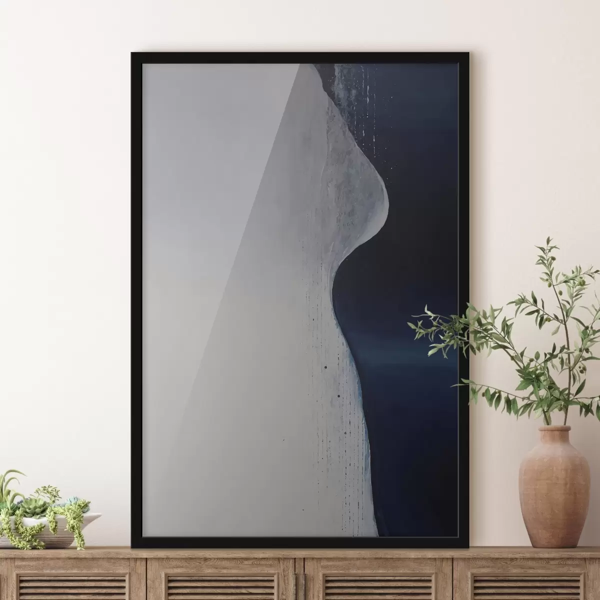 Affiche Abstrait avec coups de pinceau rouges sur fond noir f45493