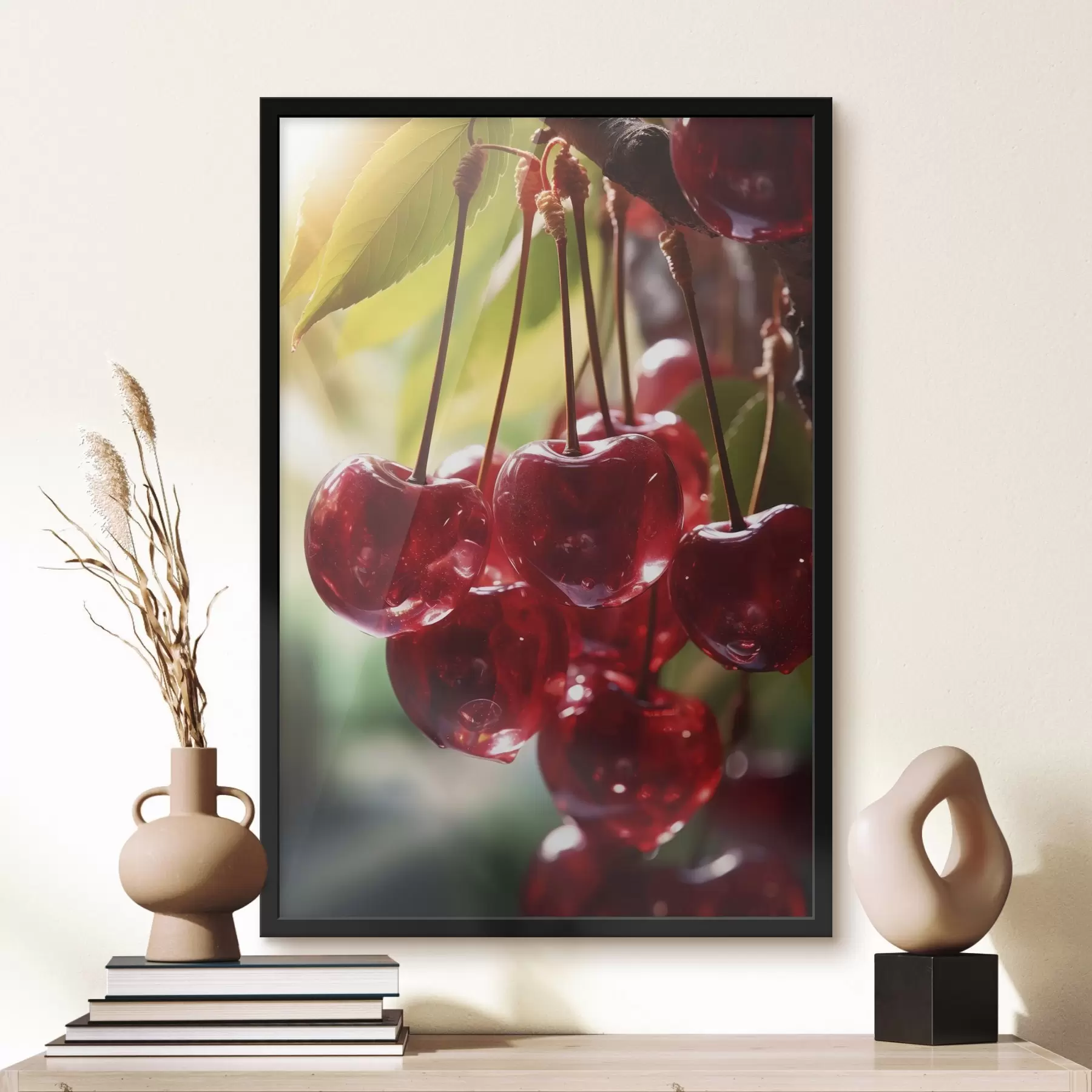 Fotobehang Portret van een meisje met abstract oranje schilderij f45498