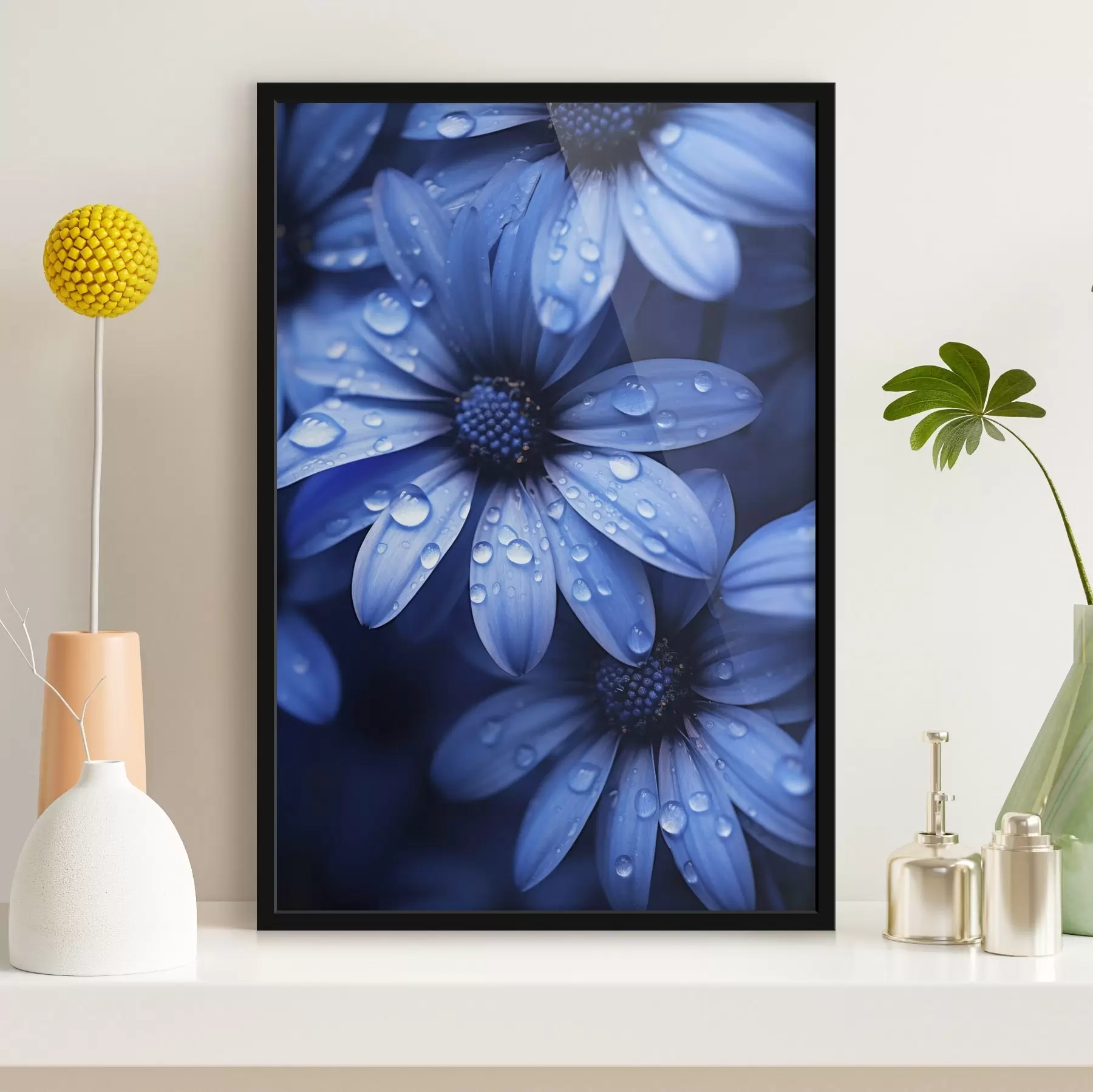 Fotobehang Delicate roze bloemen aan zee bij zonsopgang f45499