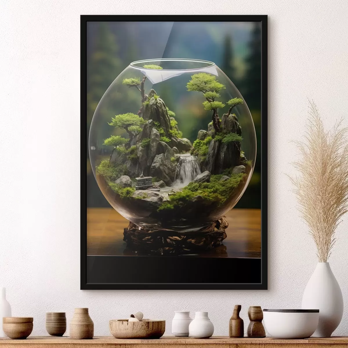 Affiche Fleur bleue avec des gouttes d'eau sur ses pétales f45502