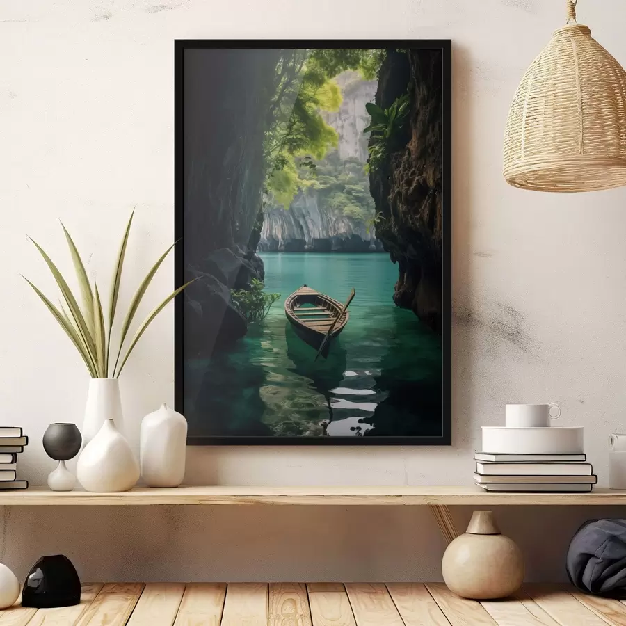 Fotobehang Een eenzame boom aan een meer onder een roze hemel f45507