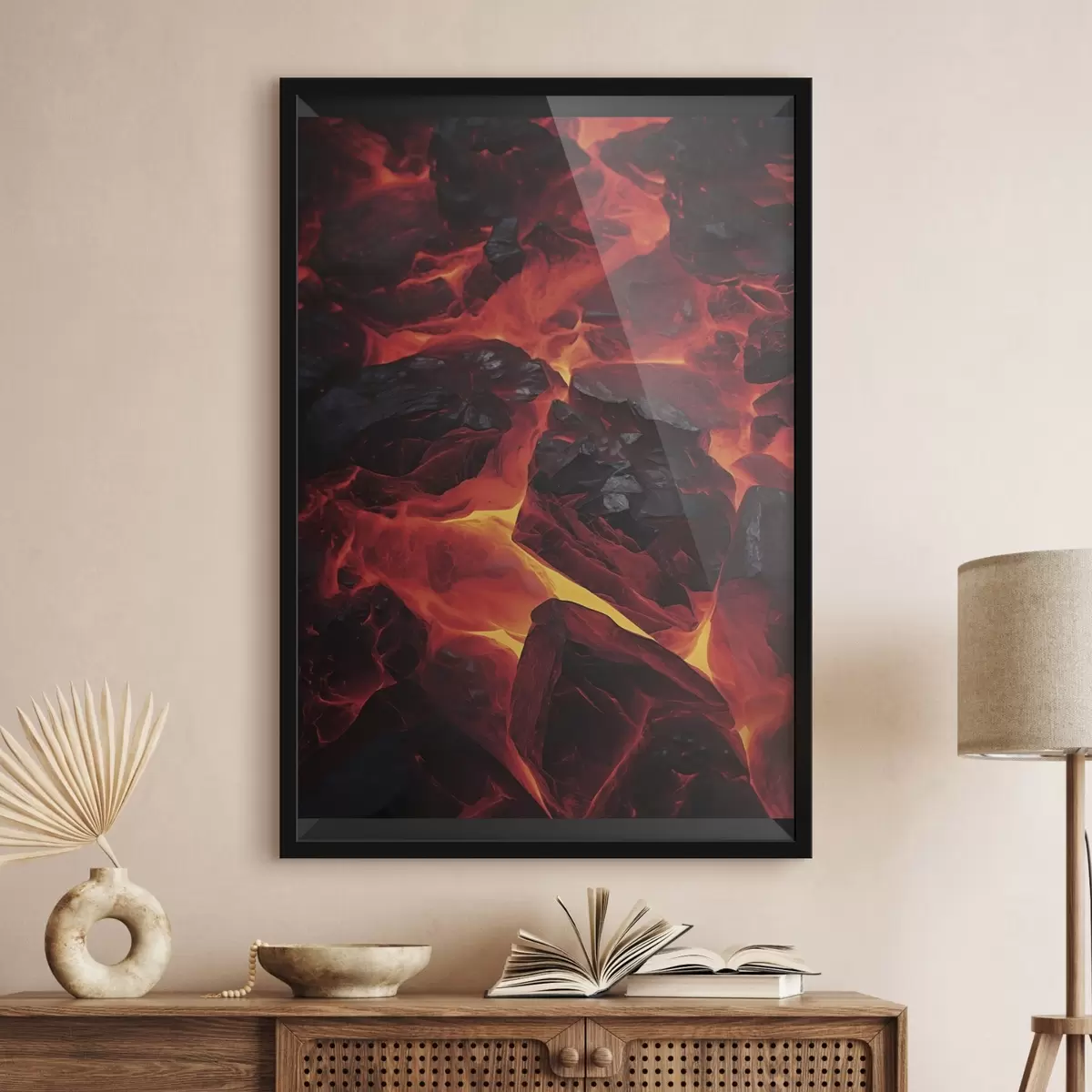 Poster Roodgloeiende stenen met lavastromen f45515