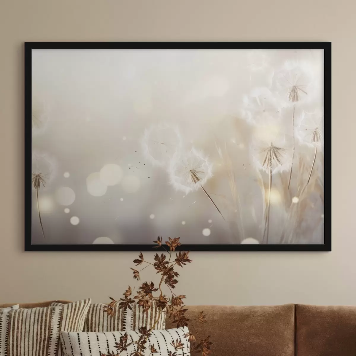 Poster Delicate paardenbloemen in fel licht f45519