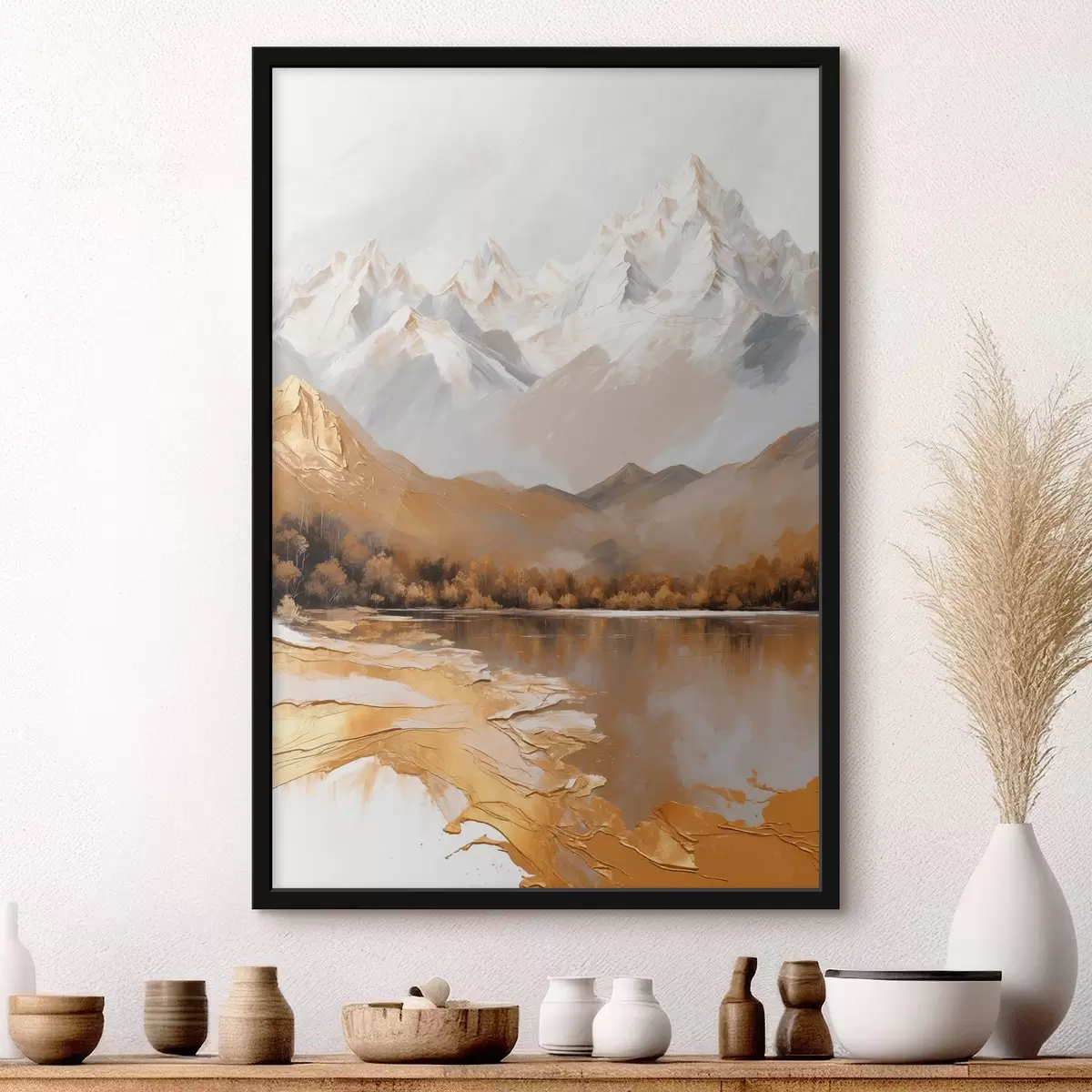 Affiche Paysage de montagne avec un lac et des arbres f45620
