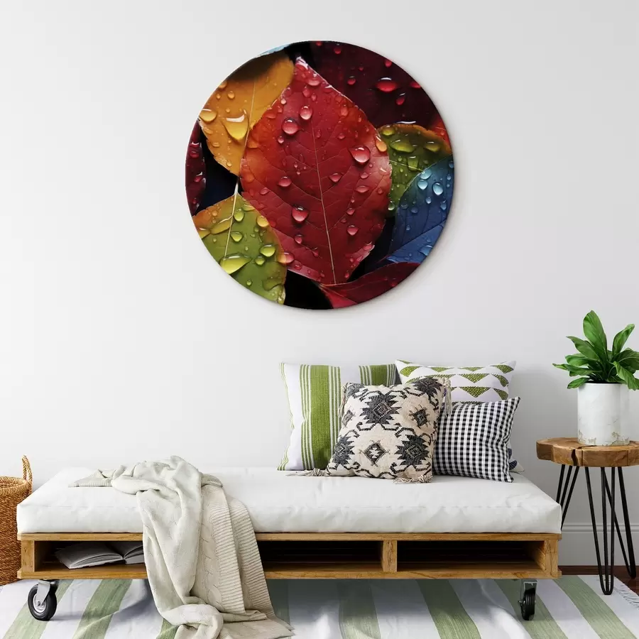  Peintures Feuilles colorées avec des gouttes d'eau r45516