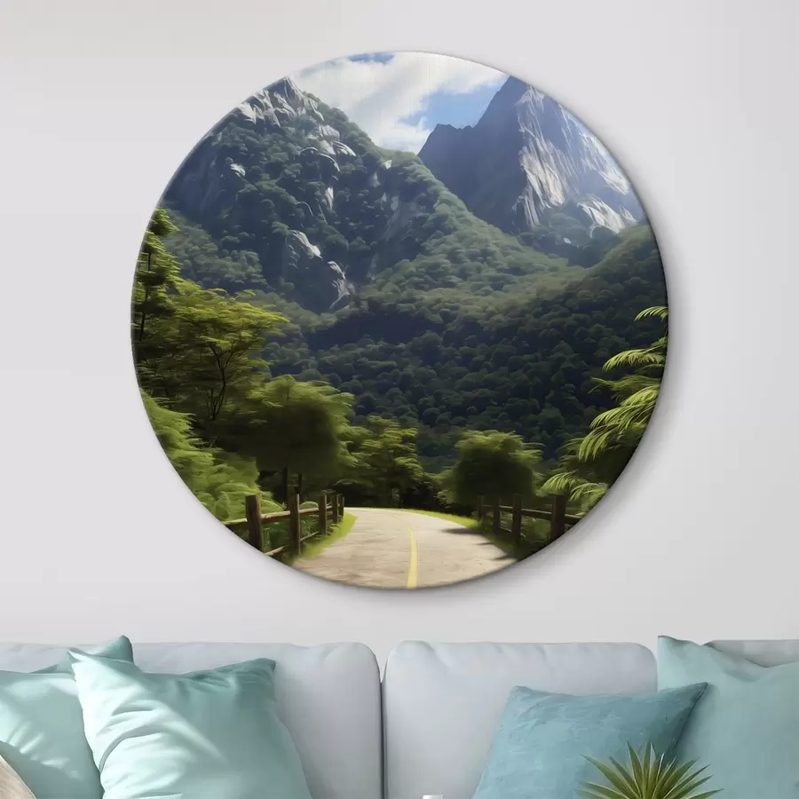  Schilderijen Bergweg tussen groene bomen r45525