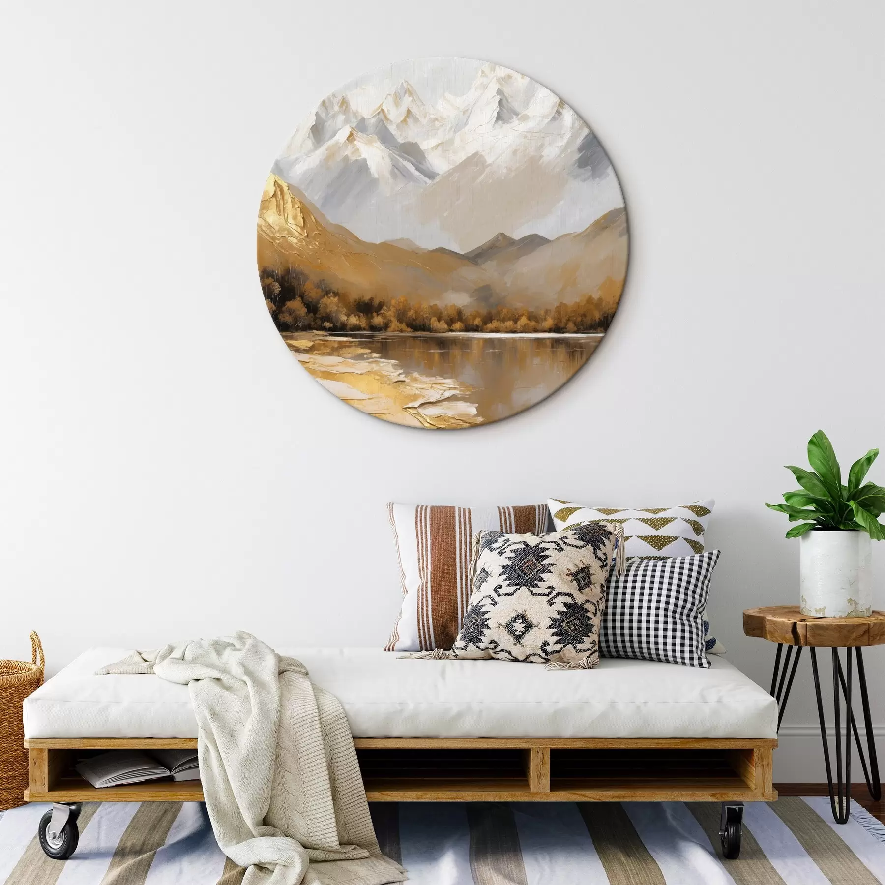  Peintures Paysage de montagne avec un lac et des arbres r45620