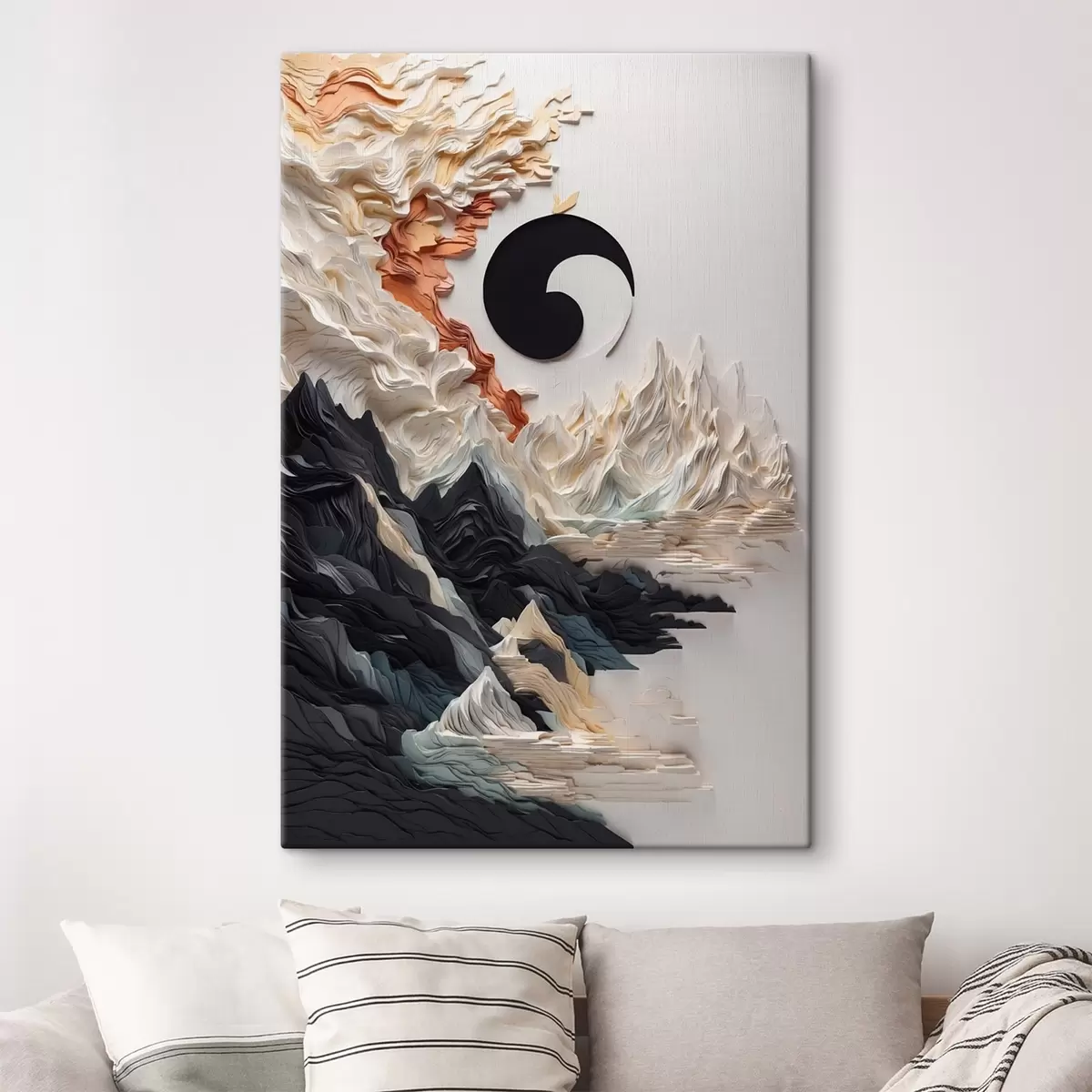  Schilderijen Abstract landschap met bergen in een papieren stijl s45482