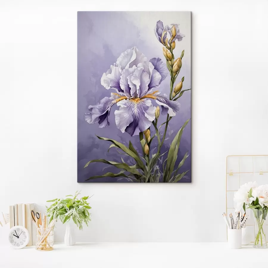  Schilderijen Blauwe vogel op een tak met bladeren in aquarelstijl s45486