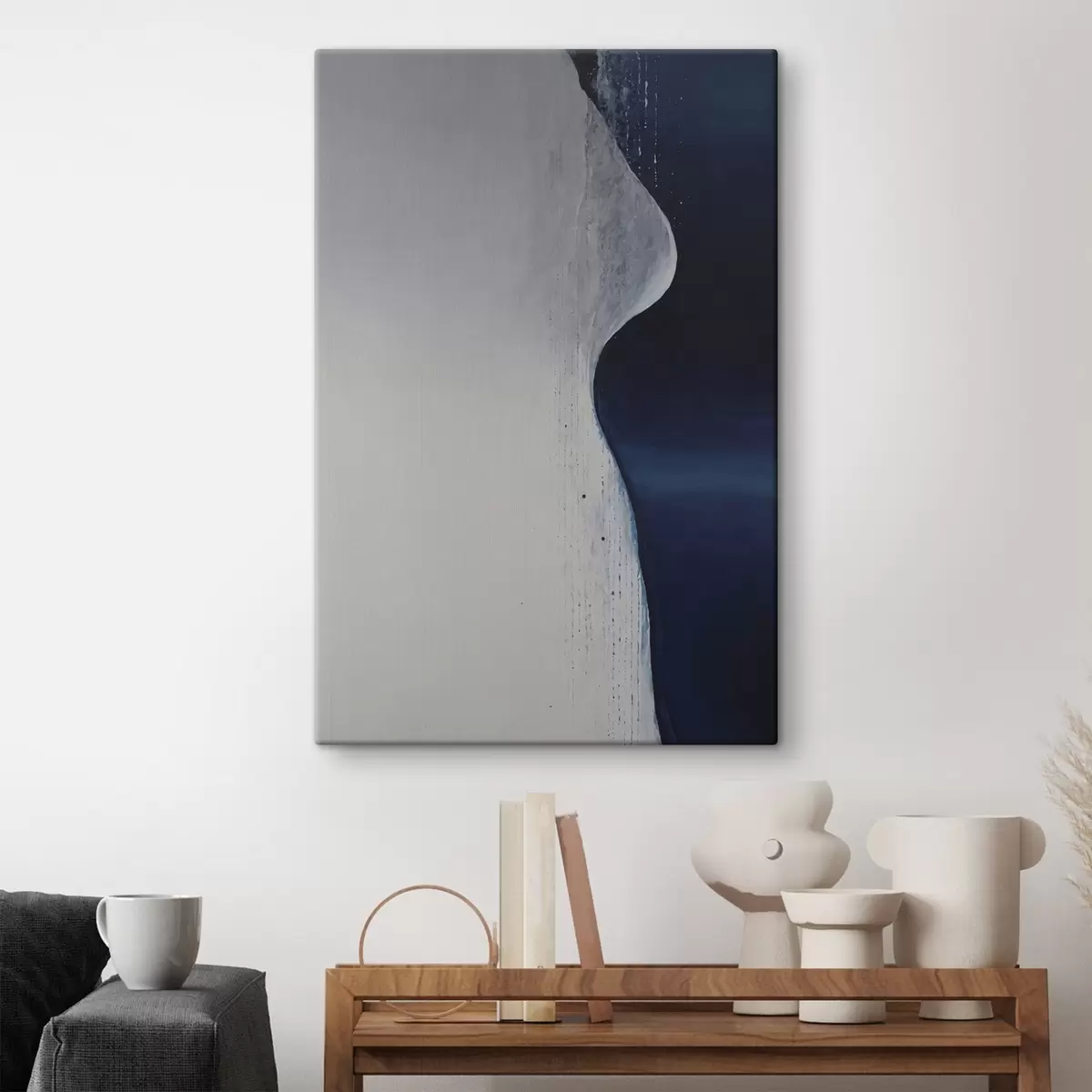  Peintures Abstrait avec coups de pinceau rouges sur fond noir s45493