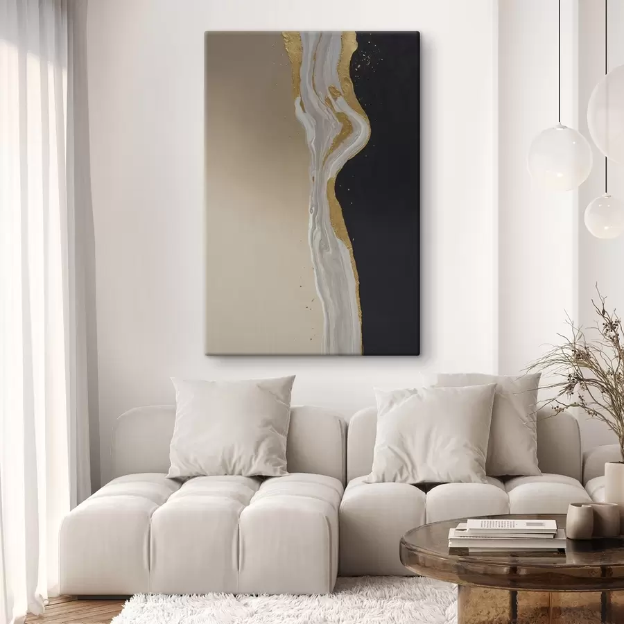  Schilderijen Crème pioenbloemen op een groene achtergrond s45494