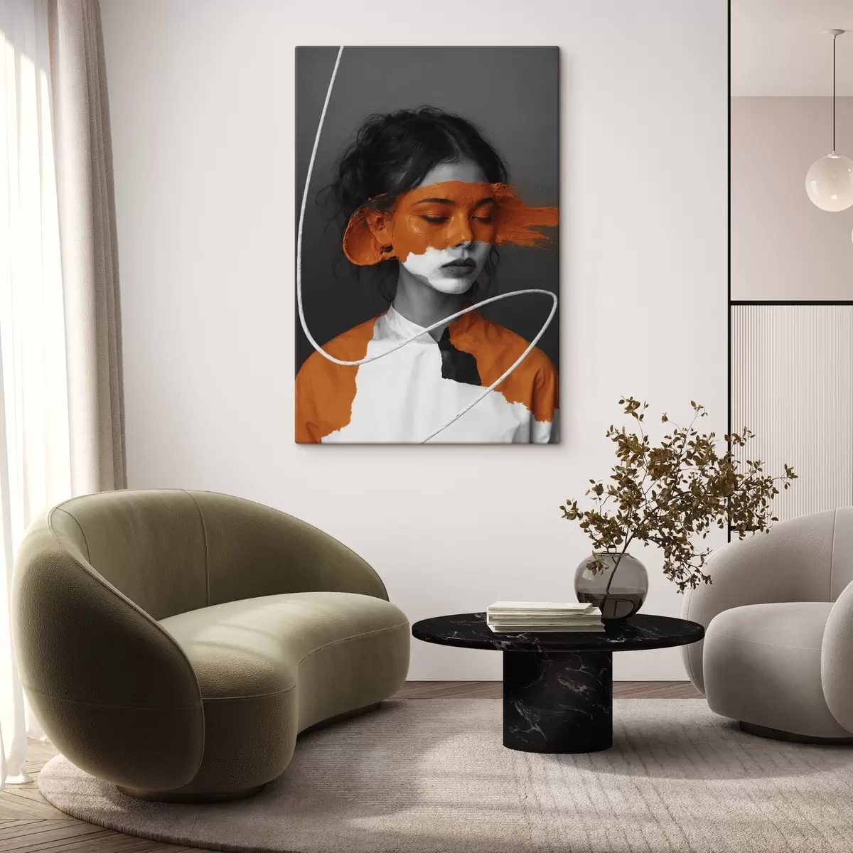  Schilderijen Paarse bloem in de stijl van volumetrisch schilderen s45495