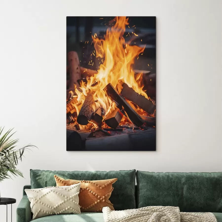  Peintures Feu de bois ardent s45514