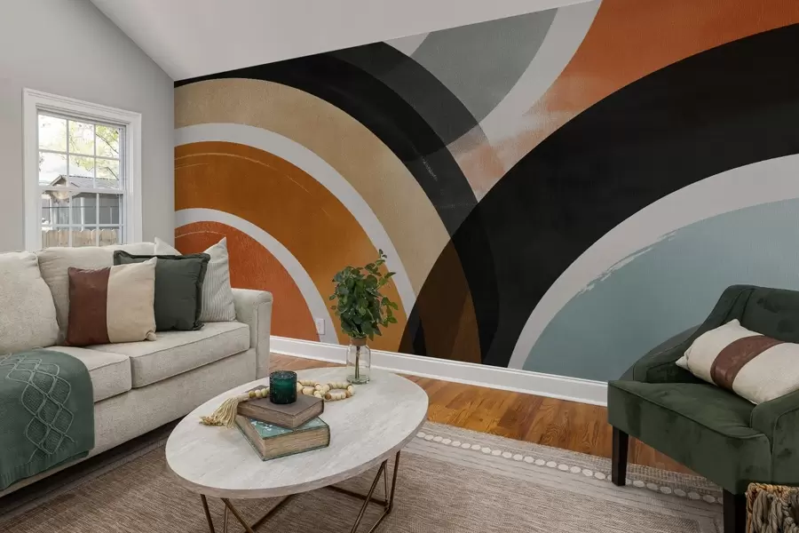 Papier peint photo Cercles abstraits multicolores w04425