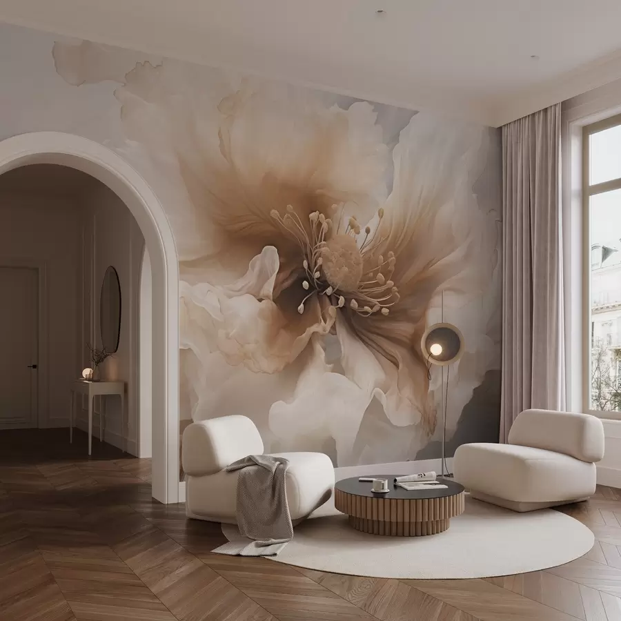 Fotobehang Delicate bloem in warme beige tinten w04446v1