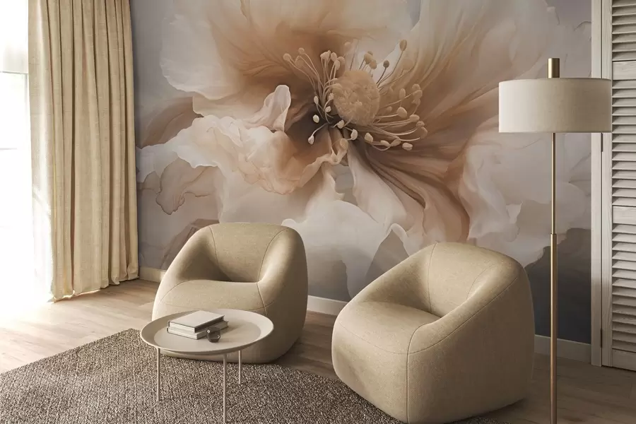 Fotobehang Delicate bloem in warme beige tinten w04446v1