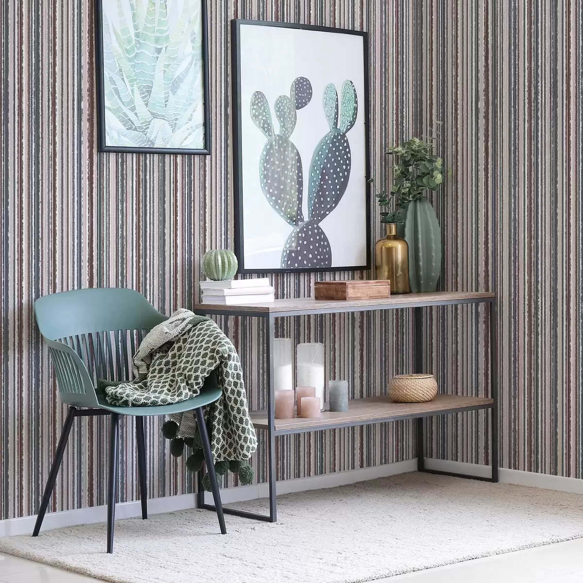 Behang Gestreept patroon in grijsbruine tinten a00504