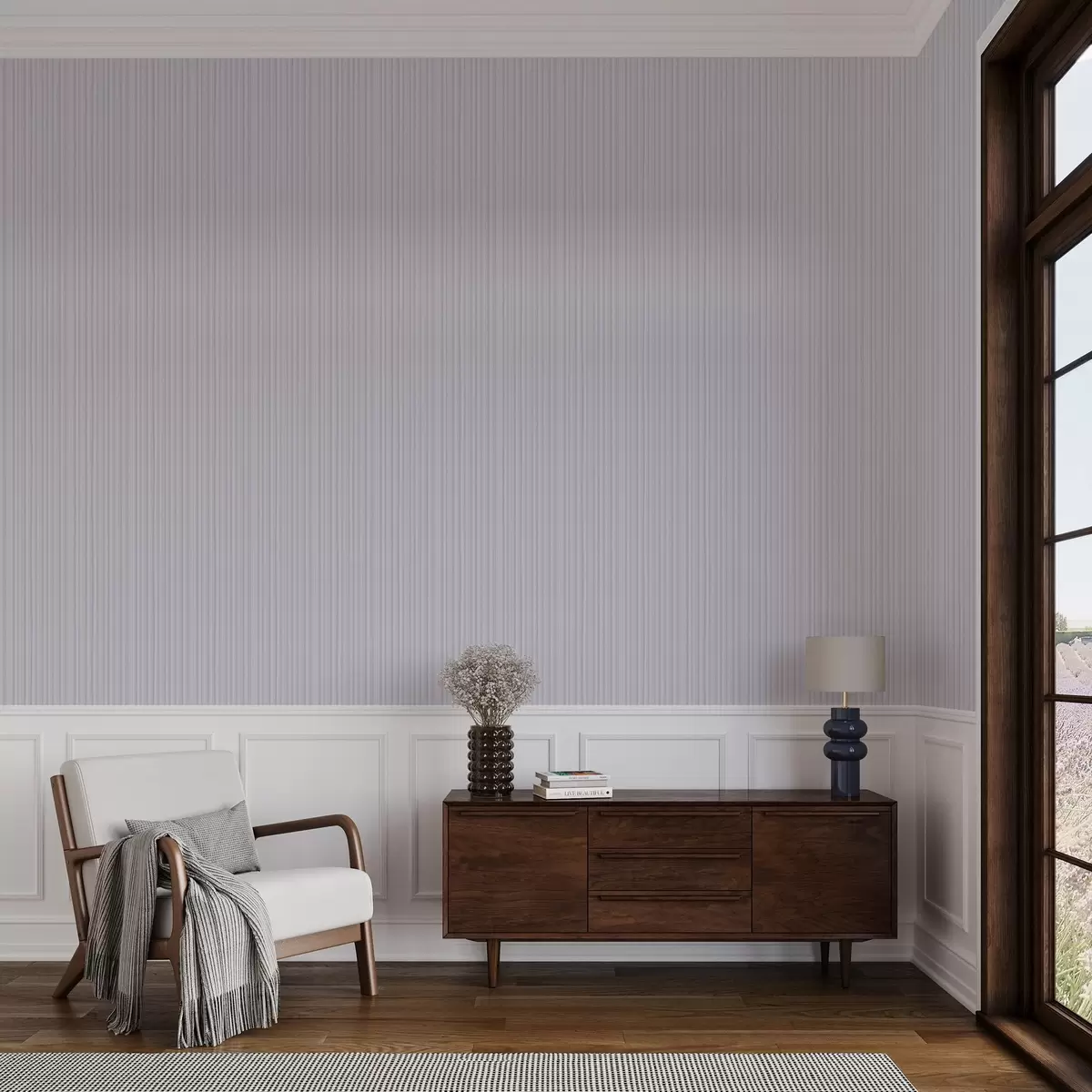 Behang Lavendelstrepen in pasteltinten a00511