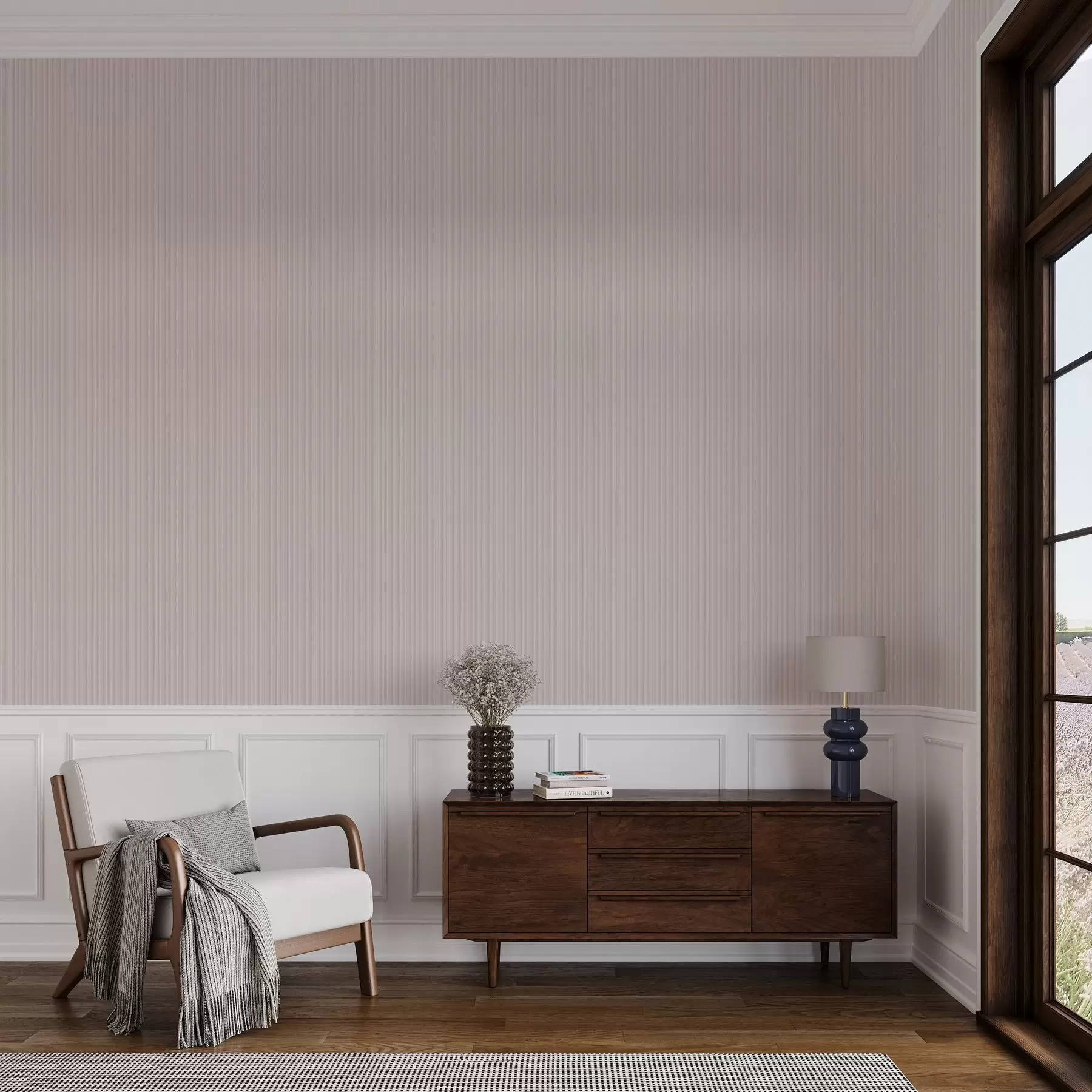 Fotobehang Lichtroze strepen met een zacht verloop a00511v1