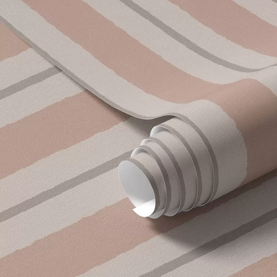 Fotobehang Terracotta-beige brede strepen met een grijsachtig accent a00513
